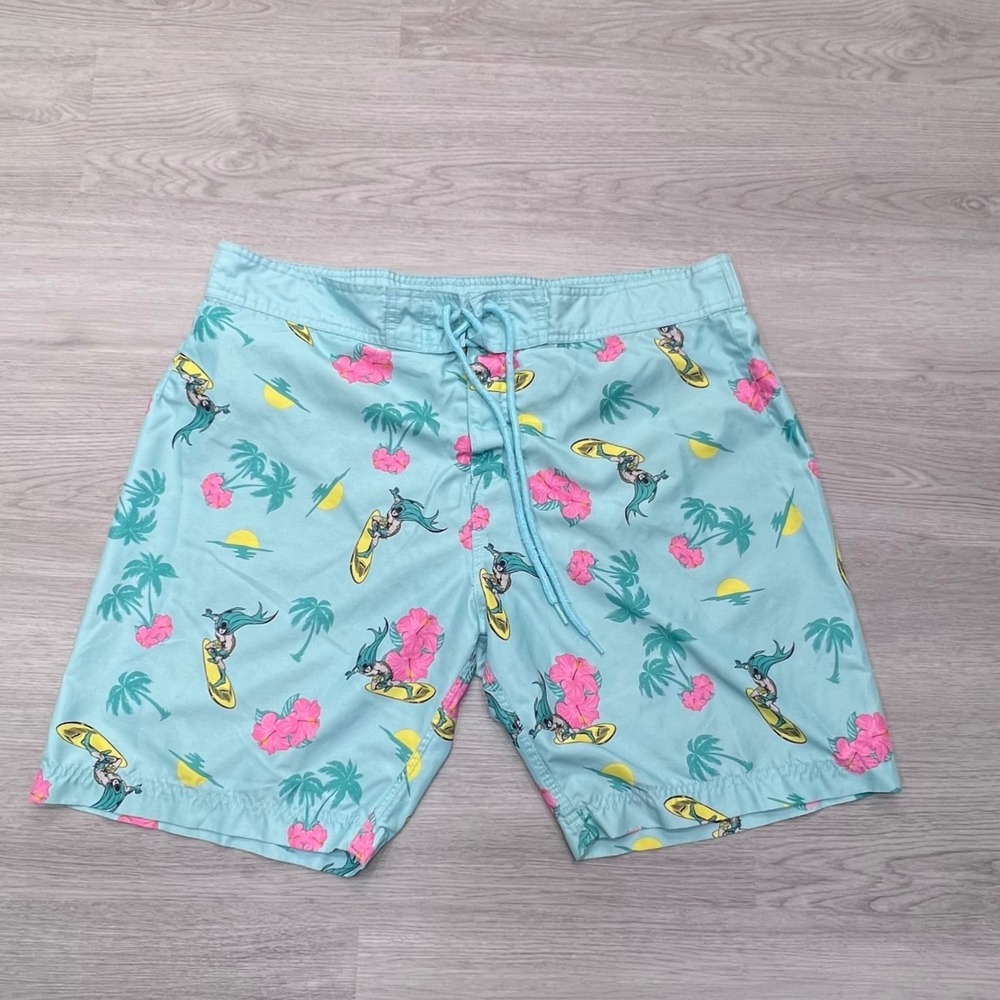 Batman Mens Tropical Surfing Swim Trunks Blue Board Shorts Size L Mesh Lining - Picture 10 of 10